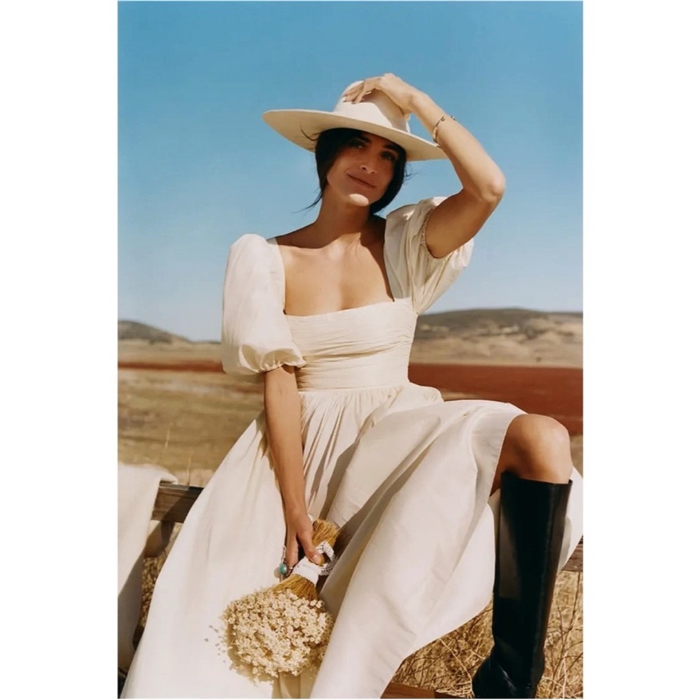 BHLDN Sachin & Babi Emile Ruched Gown Size 4 Western Wedding Dress Cottagecore